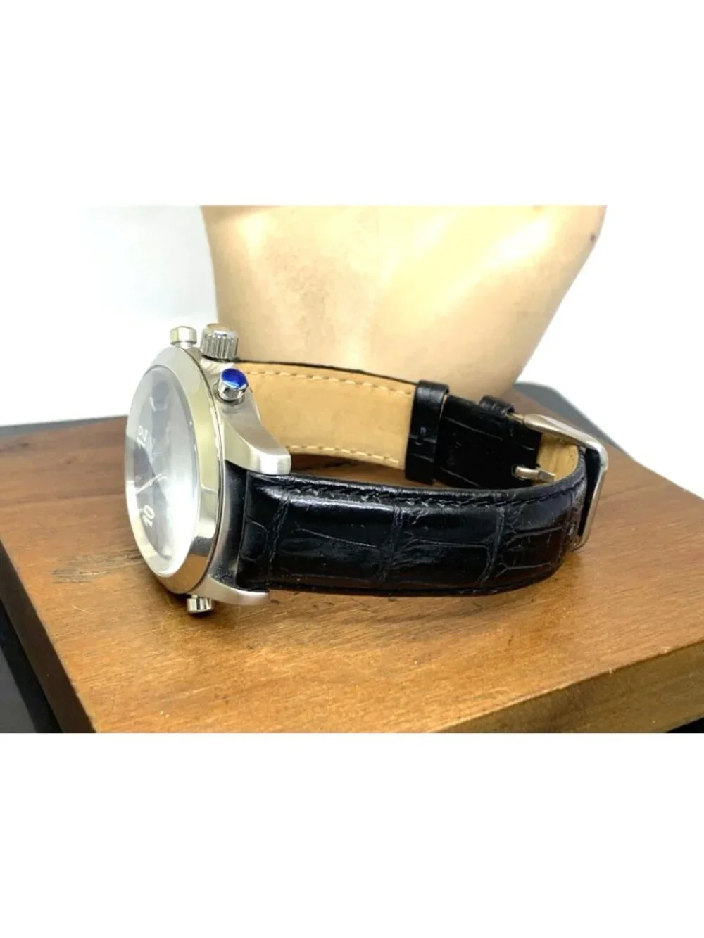 Seagull Men's Watch Automatic Blue Dial Triple Calendar Black Leather Strap 41mm